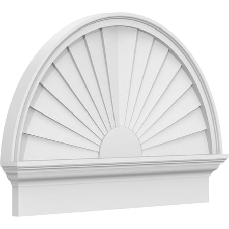 Ekena Millwork Half Round Sunburst Architectural Grade PVC Combination Pediment, 32"W x 22-3/4"H x 2-3/4"P PEDPC032X230HRO01